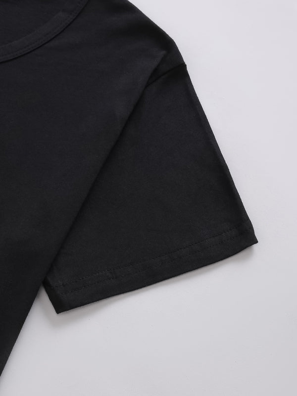 Levoire | Pour femmes T-shirt à manches courtes rayé col rond imprimé œuf de Pâques