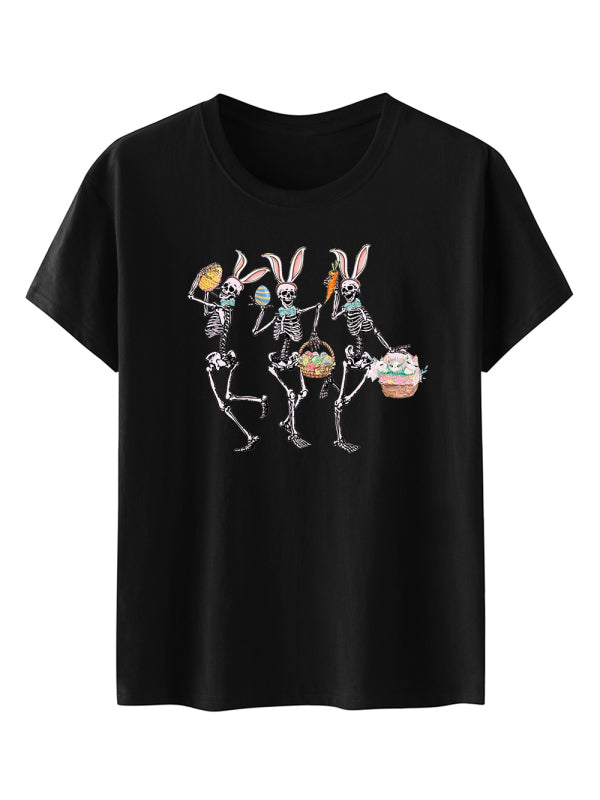 Levoire | Femmes Pâques Lapin Mort Imprimé T-shirt à Manches Courtes Must