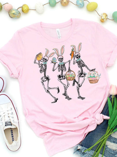 Levoire | Femmes Pâques Lapin Mort Imprimé T-shirt à Manches Courtes