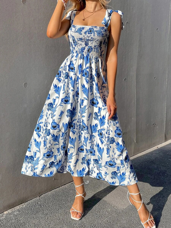 Levoire | Femme Robe Smockée Imprimé Floral Bleu clair