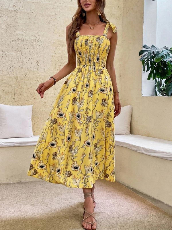 Levoire | Femme Robe Smockée Imprimé Floral Jaune