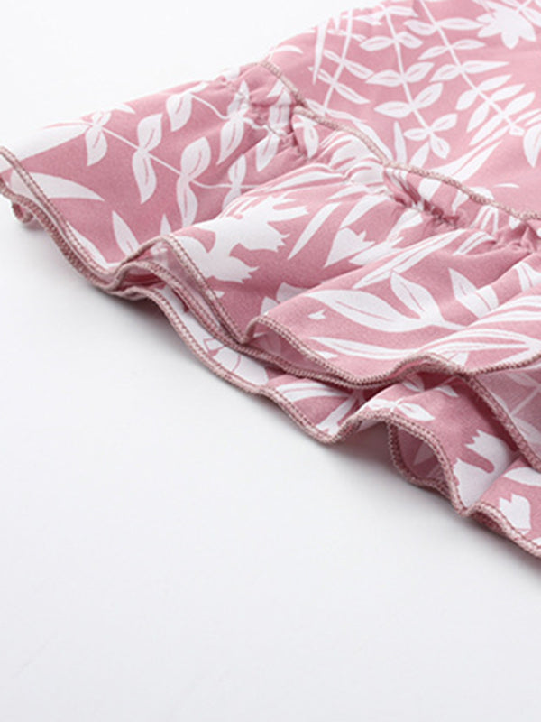 Levoire | Profond V Temps Libre Sexy Vacances Imprimé Robe Jupes Mi-longues