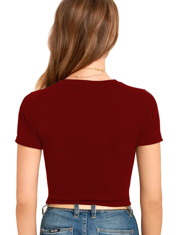 Levoire | Femme T-shirt Slim Fit avec nombril et nœud