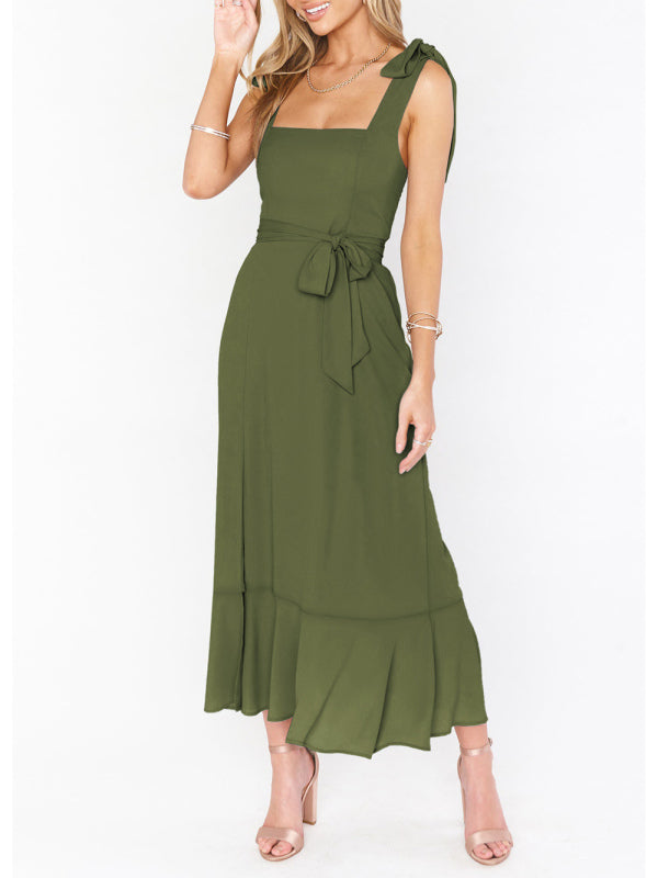 Levoire | Femme élégante et à la mode, pendule fendue, robe française haut de gamme Olive vert