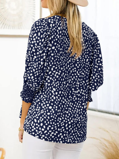 Levoire | Nouveaux blouses en chiffon imprimées à col rond à manches courtes lâches