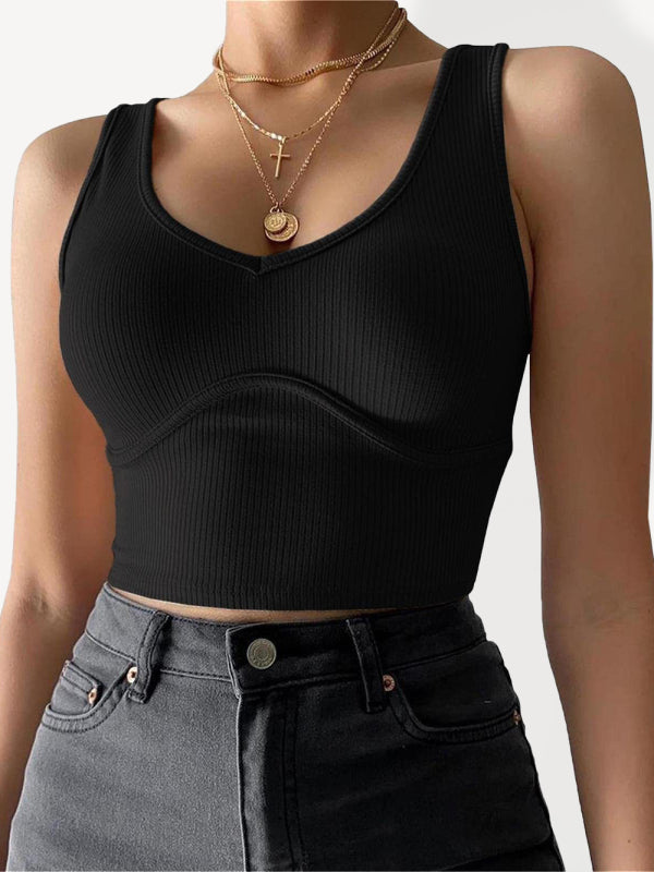 Levoire | Femme V-cou Couture Stretch Uni Tricot Top Must