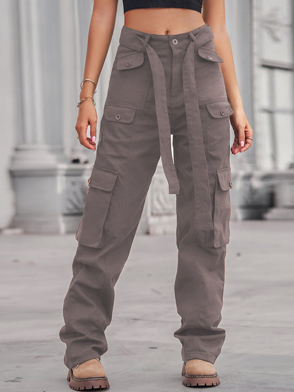 Levoire | Denim multipoches lavé récemment haute qualité industriel salopette pantalons Braun