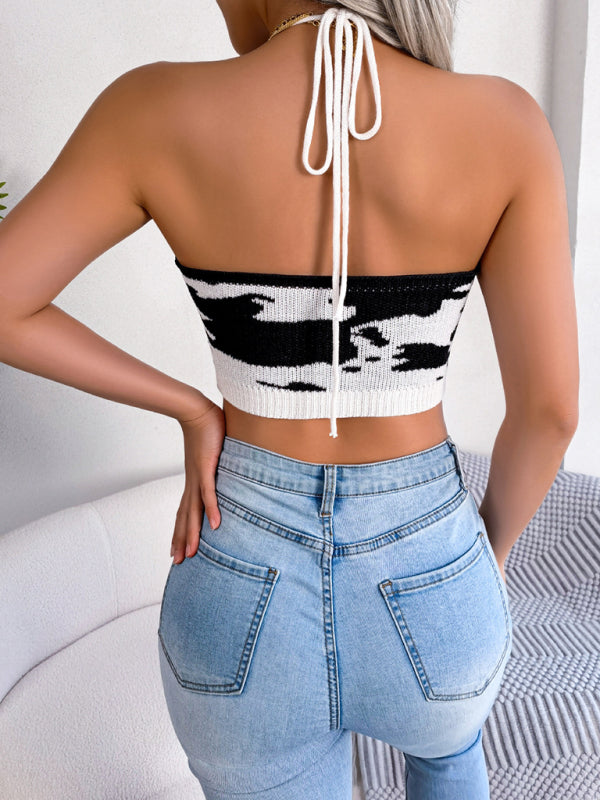 Levoire | Femme Sexy Motif Vache Taille Sling Pull Court