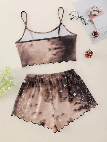 Levoire | Femme Tie-Dye Xingyue Imprimé Spaghetti-Tops + Shorts Ensemble D'Habillage à Domicile