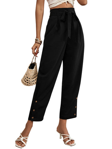 Levoire | Pantalon dame tissé en style pendulaire avec taille haute et coupe cropped
