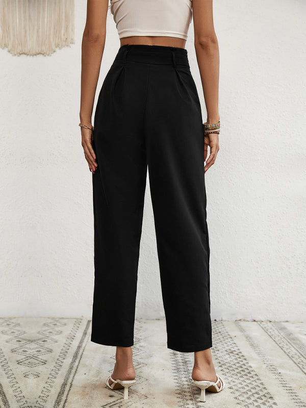 Levoire | Pantalon dame tissé en style pendulaire avec taille haute et coupe cropped