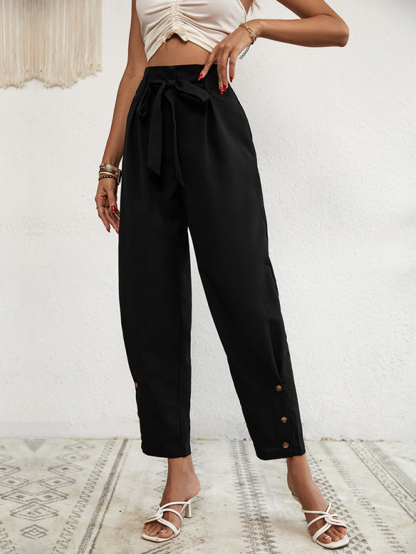 Levoire | Pantalon dame tissé en style pendulaire avec taille haute et coupe cropped