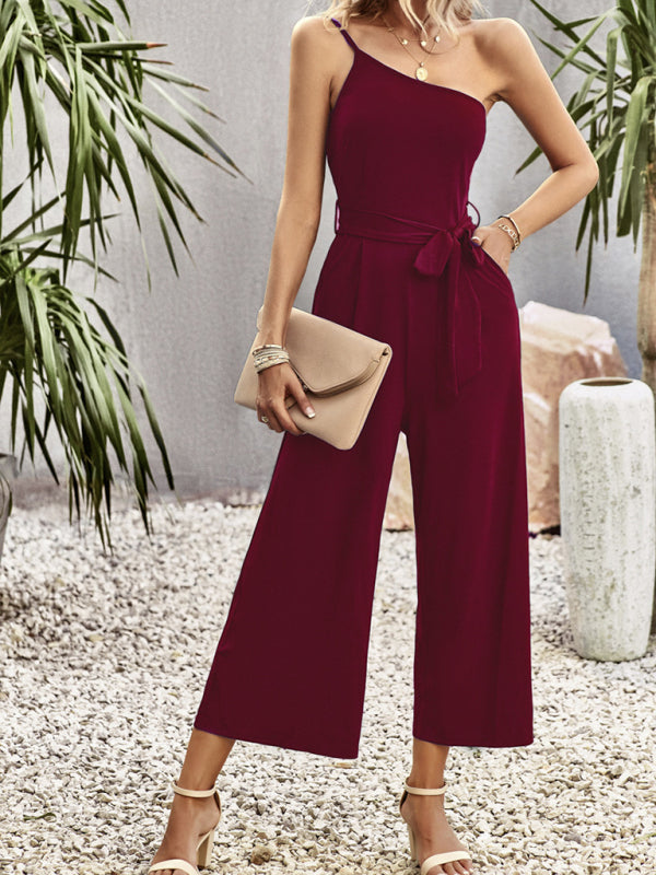 Levoire | Femme Robe à Epaule Unique Unie Rouge vin