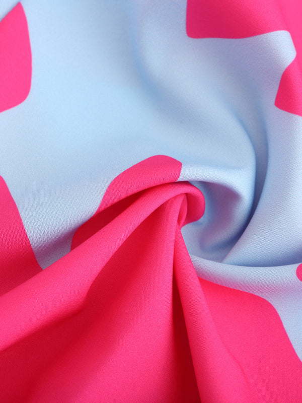 Levoire | Femmes tissée loose col rond robe imprimée