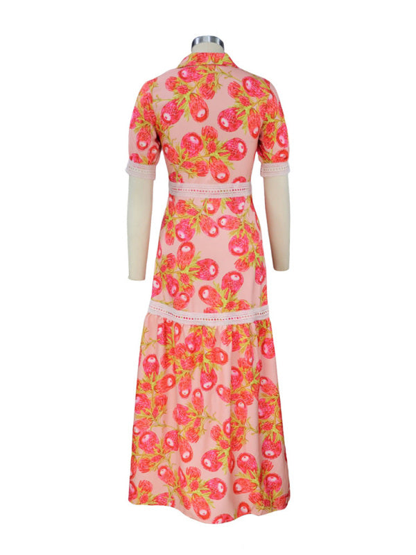 Levoire | Femmes Bohemian Motif Fleurs Midi Robe