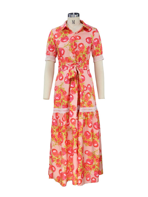 Levoire | Femmes Bohemian Motif Fleurs Midi Robe