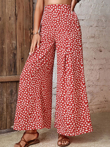 Levoire | Femmes Taille Haute Imprimé Floral Pantalons Évasés