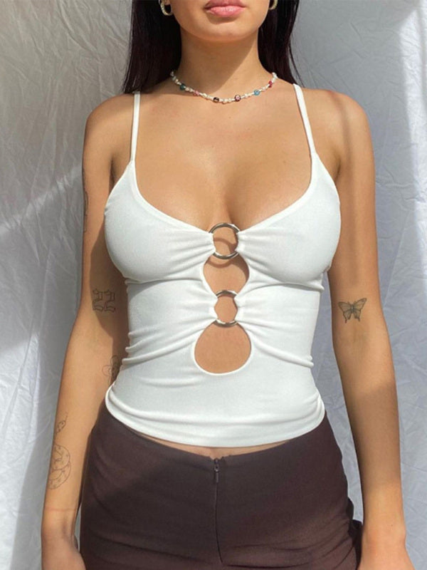 Levoire | Mode poitrine décolleté cordon ombilical top camisolé amincissant Blanc