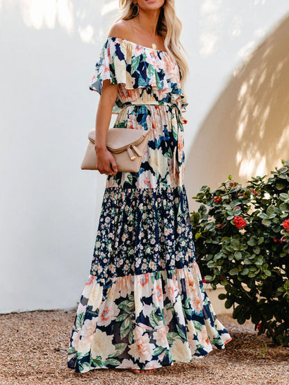 Levoire | Robe maxi à fleurs épaules nues