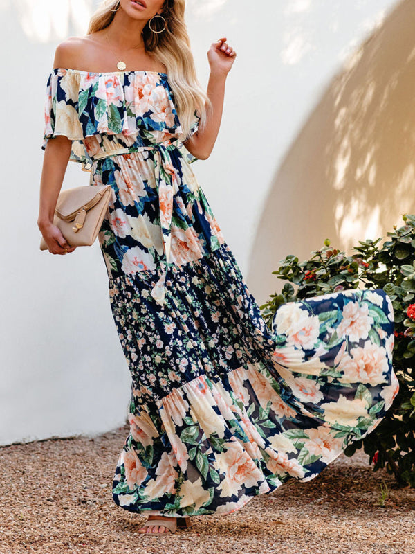 Levoire | Robe maxi à fleurs épaules nues
