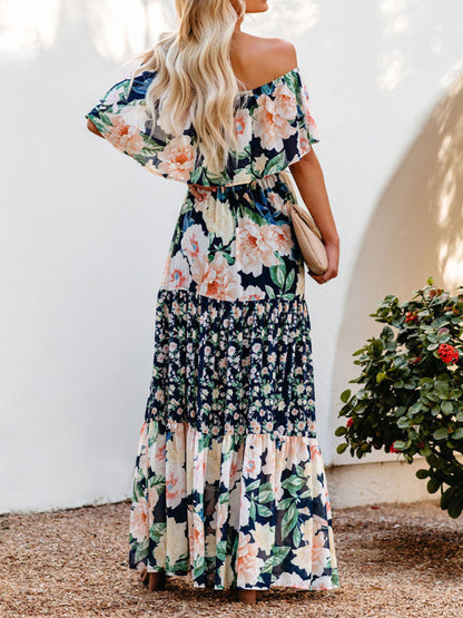 Levoire | Robe maxi à fleurs épaules nues