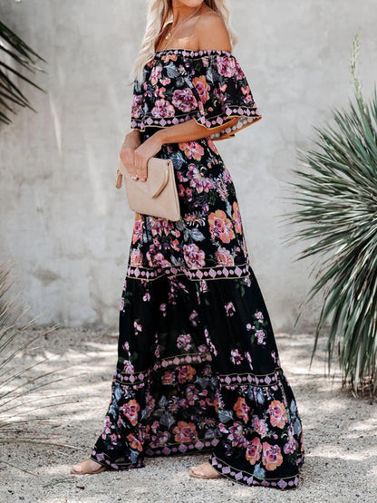 Levoire | Robe maxi à fleurs épaules nues