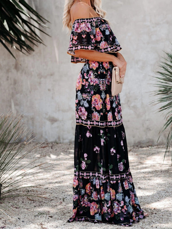 Levoire | Robe maxi à fleurs épaules nues