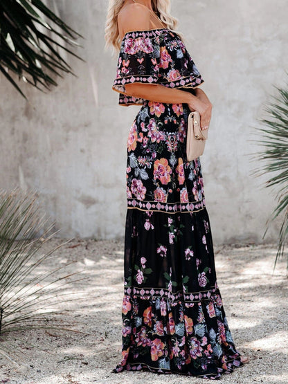 Levoire | Robe maxi à fleurs épaules nues
