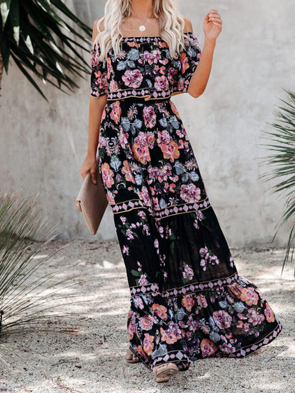 Levoire | Robe maxi à fleurs épaules nues