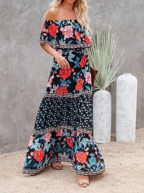 Levoire | Robe maxi à fleurs épaules nues
