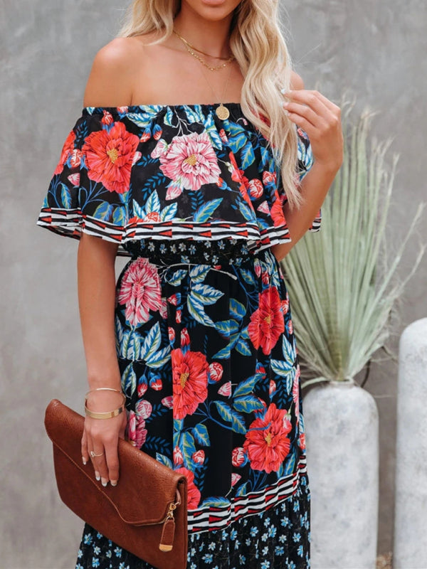 Levoire | Robe maxi à fleurs épaules nues