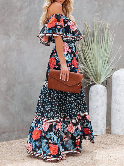 Levoire | Robe maxi à fleurs épaules nues