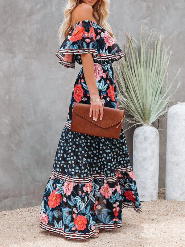 Levoire | Robe maxi à fleurs épaules nues