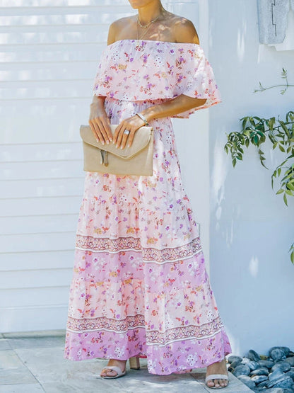Levoire | Robe maxi à fleurs épaules nues