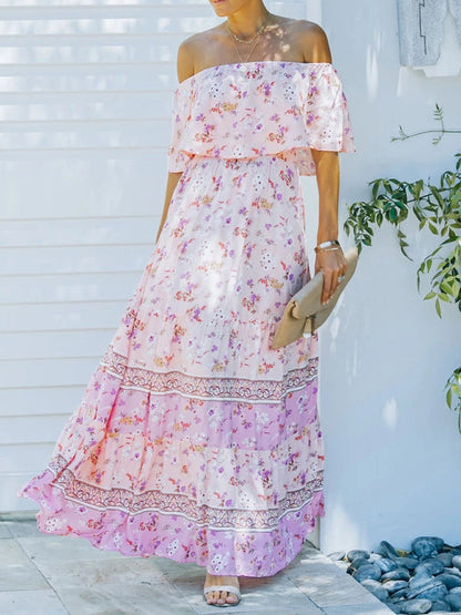 Levoire | Robe maxi à fleurs épaules nues