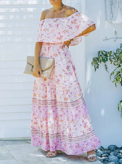 Levoire | Robe maxi à fleurs épaules nues