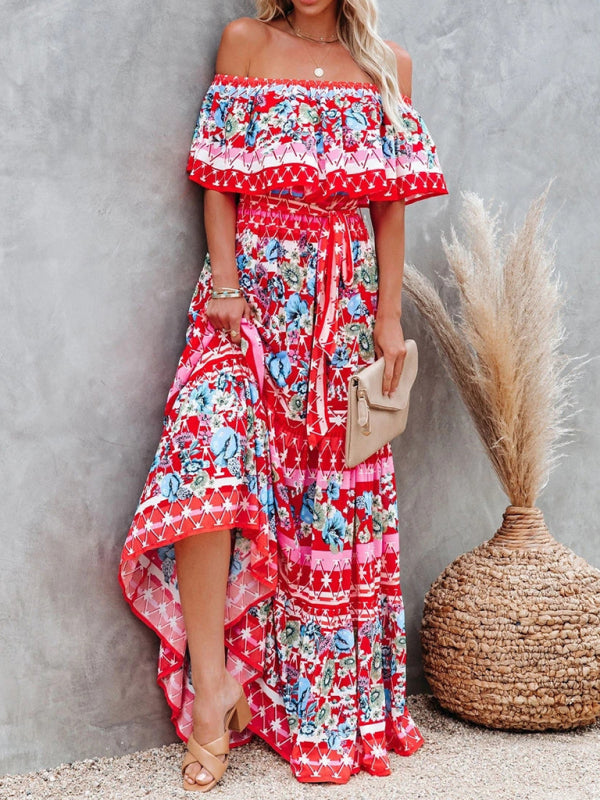 Levoire | Robe maxi à fleurs épaules nues