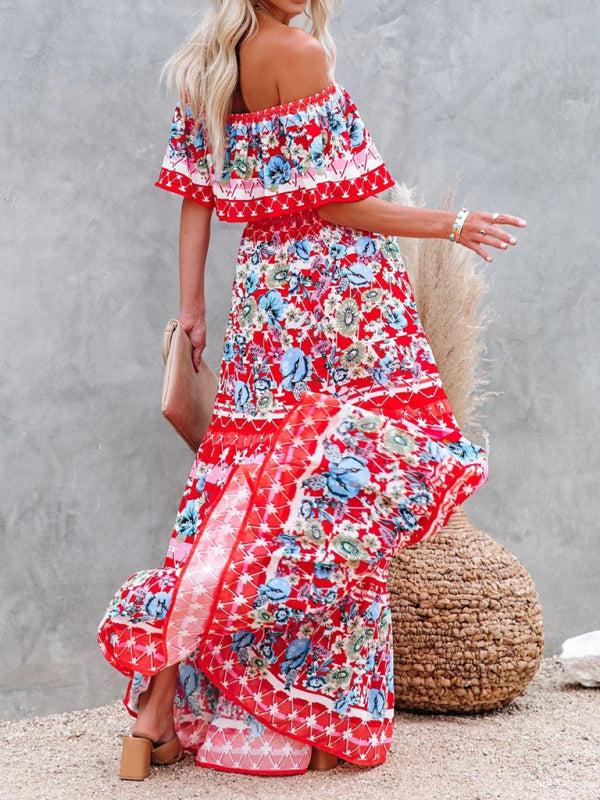 Levoire | Robe maxi à fleurs épaules nues