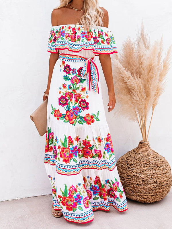 Levoire | Robe maxi à fleurs épaules nues