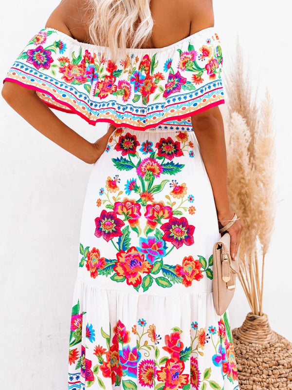 Levoire | Robe maxi à fleurs épaules nues