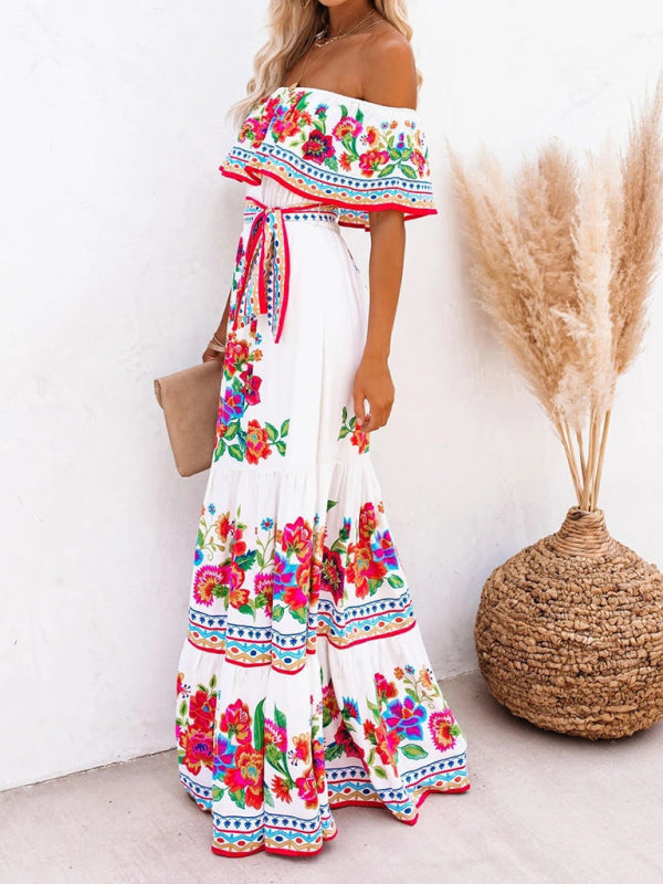 Levoire | Robe maxi à fleurs épaules nues