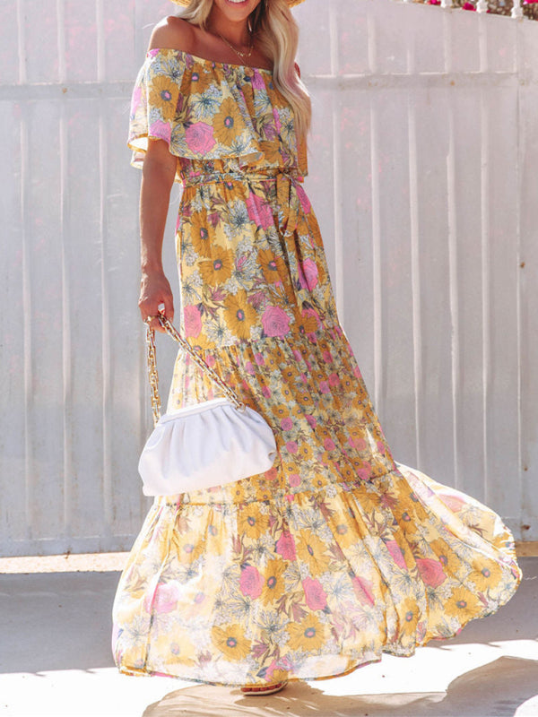 Levoire | Robe maxi à fleurs épaules nues
