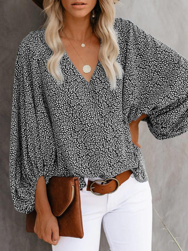 Levoire | Robe à col en V en pur coton imprimé haut à manches courtes vêtements pour femmes Must