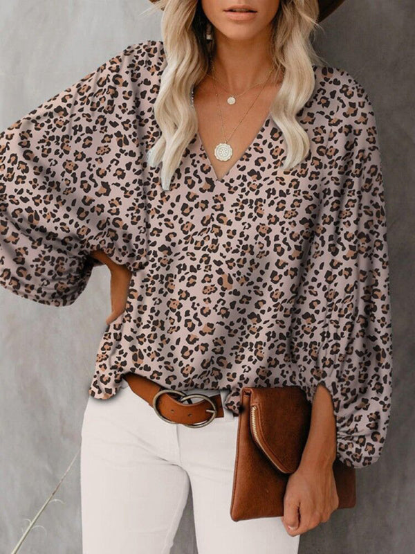 Levoire | Robe à col en V en pur coton imprimé haut à manches courtes vêtements pour femmes