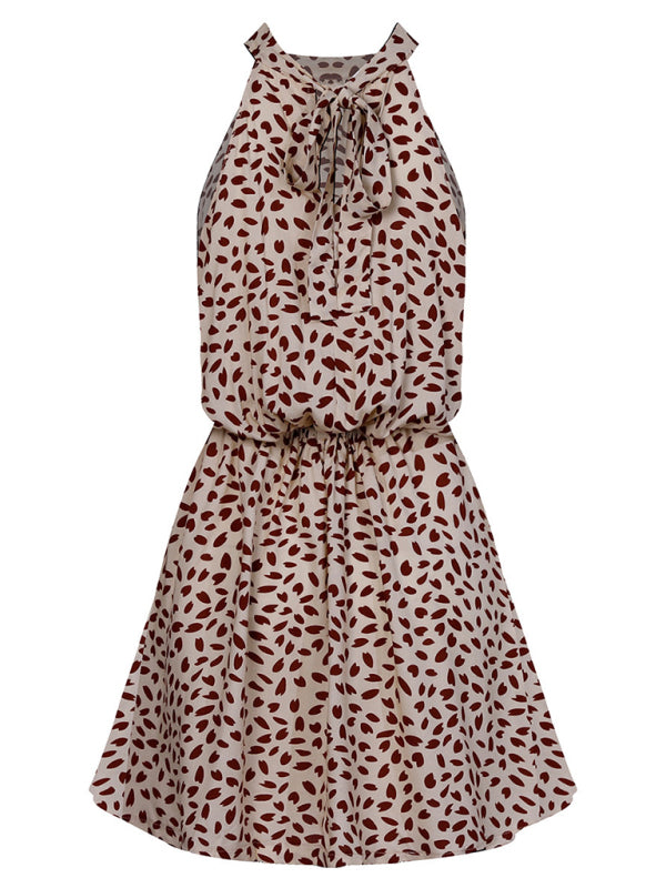 Levoire | Femme tissée sans épaule halter-top cœur imprimé mini robe