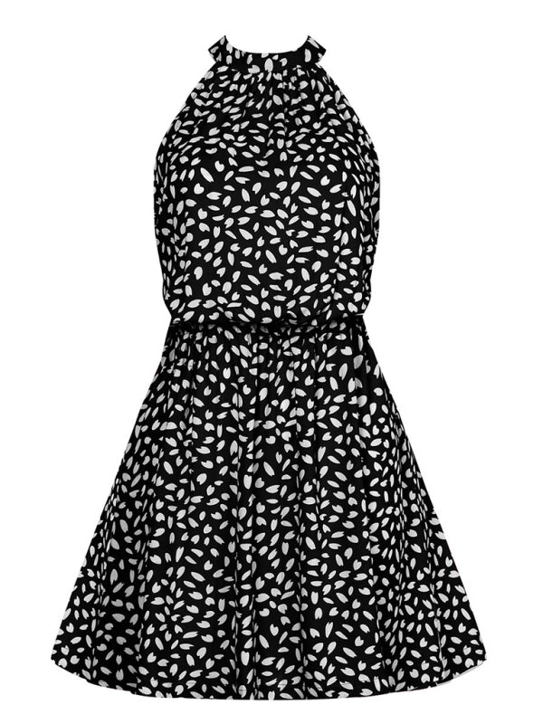Levoire | Femme tissée sans épaule halter-top cœur imprimé mini robe