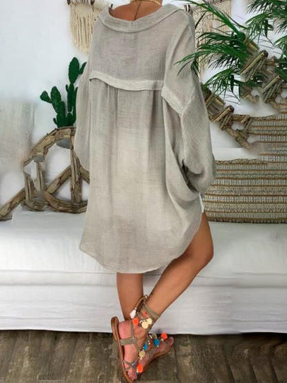 Levoire | Chemise en coton-lin grande taille pour femmes Boutons Décontractée Manches longues Chemise de loisirs pour femmes Hauts