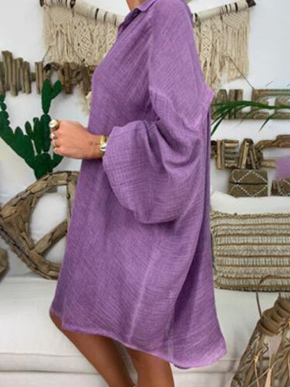 Levoire | Chemise en coton-lin grande taille pour femmes Boutons Décontractée Manches longues Chemise de loisirs pour femmes Hauts