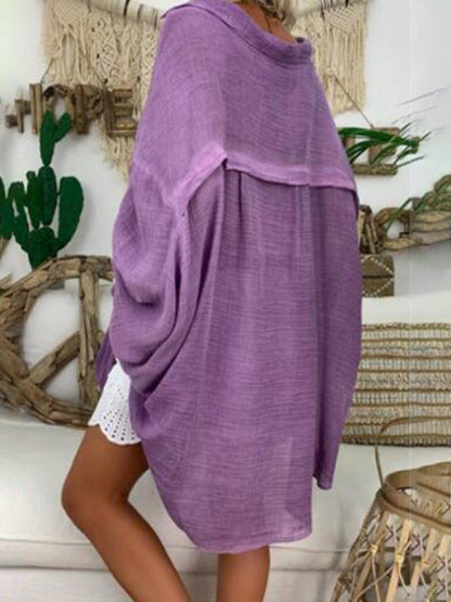 Levoire | Chemise en coton-lin grande taille pour femmes Boutons Décontractée Manches longues Chemise de loisirs pour femmes Hauts