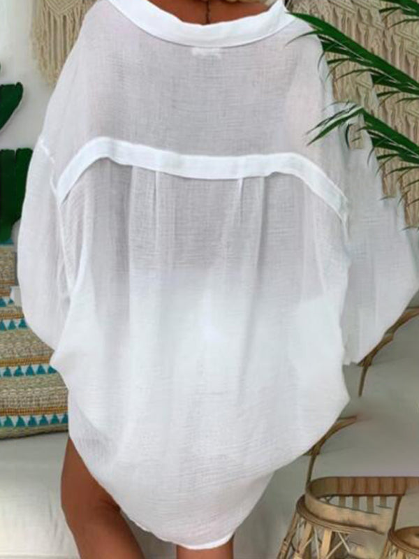 Levoire | Chemise en coton-lin grande taille pour femmes Boutons Décontractée Manches longues Chemise de loisirs pour femmes Hauts